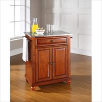 Picture of Crosley Furniture KF30022DCH Cambridge Stainless Steel Top Portable Kitchen Island in Classic Cherry Finish