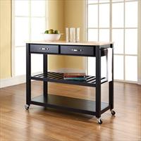 Picture of Crosley Furniture KF30051BK Natural Wood Top Kitchen Cart-Island