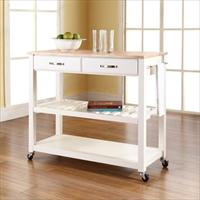 Picture of Crosley Furniture KF30051WH Natural Wood Top Kitchen Cart-Island