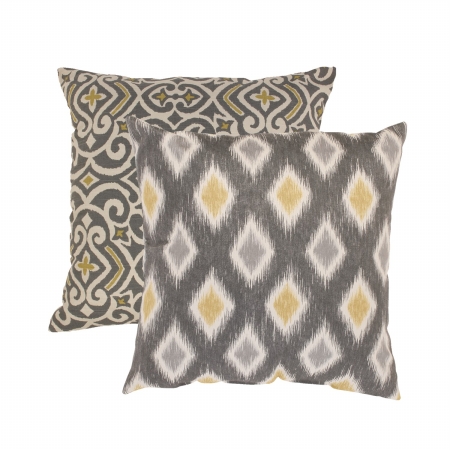 Picture of Pillow Perfect 476629 16.5 in. Damask and Rodrigo Throw Pillows in Graphite - Set of 2