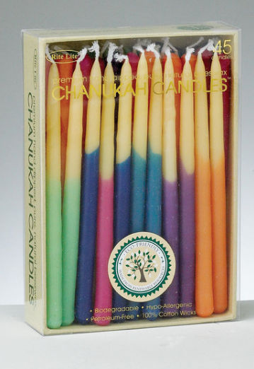 Picture of Rite Lite C-21-M Chanukah Candles Hand-dipped Beeswax - Assorted Colors -  -pack of 6