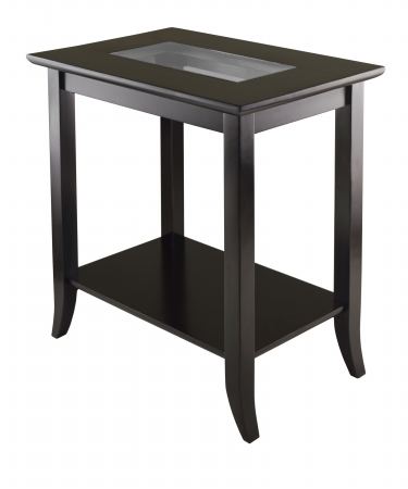 Picture of Winsome Trading 92419 Genoa Rectanugular End Table with Glass Top and shelf