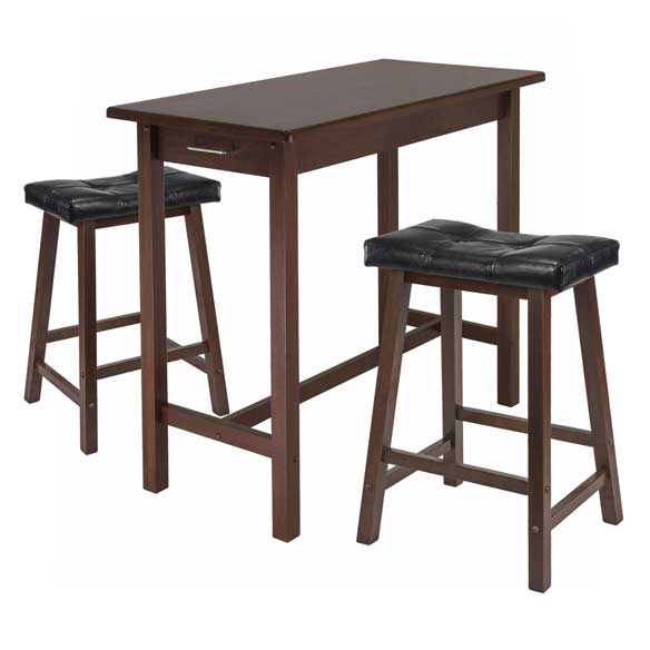 Picture of Winsome Trading 94304 3pc Kitchen Island Table with 2 Cushion Saddle Seat Stools