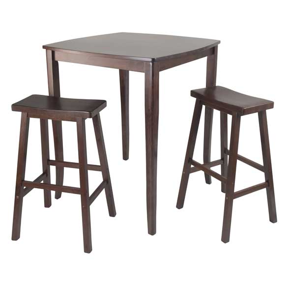 94380 3pc Inglewood High- Pub Dining Table with Saddle Stool -  Winsome Trading