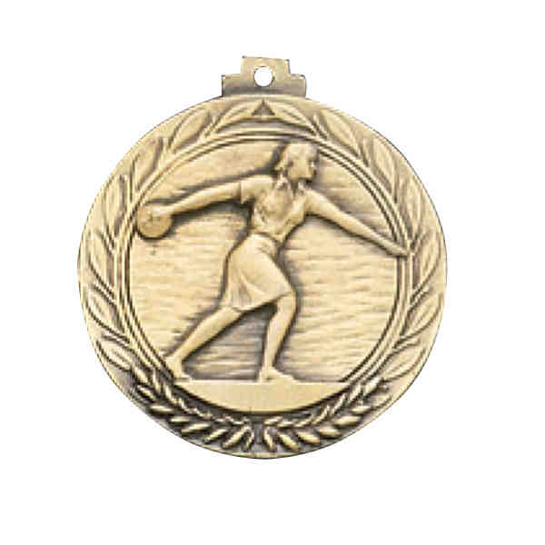BOWLING FEMALE MEDALLION with RIBBON - Red/White/Blue