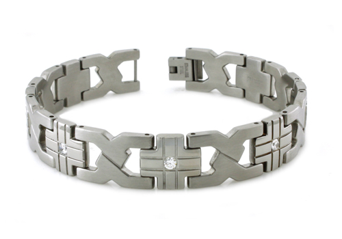 Picture of EWC B32208 Stainless Steel X Link Bracelet with CZ