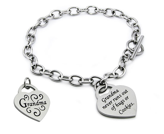 B33005 Stailess Steel Heart Charm Bracelet