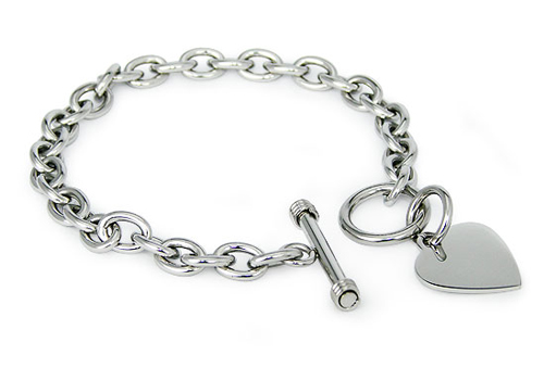 Picture of EWC B32095 Tiffany Inspired Stainless Steel Heart Tag Bracelet