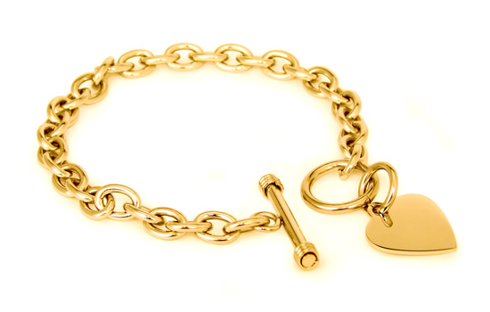 Picture of EWC B32095G Tiffany Inspired Stainless Steel Gold Plated Heart Tag Bracelet