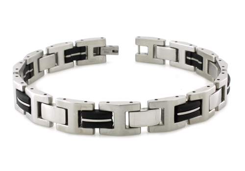 Picture of EWC B32238 Two-Tone Stainless Steel Rubber Inlay with Beveled Links