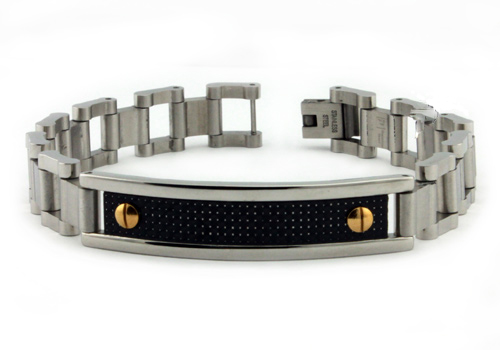 Picture of EWC B32088 Stainless Steel Carbon Fiber ID Bracelet