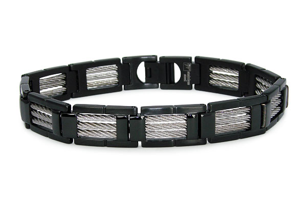 Picture of EWC B32044B Black Stainless Steel Cable-Link Bracelet
