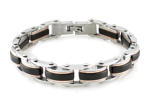 Picture of EWC B32226 Stainless Steel Tri-Tone Link Bracelet