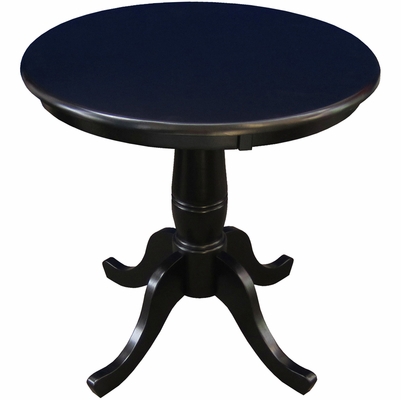 K46-30RT-6B-2 42 in. Round Top Pedestal Dining Table with 30 in. Diam - Black -  International Concepts, K-T32X-30S