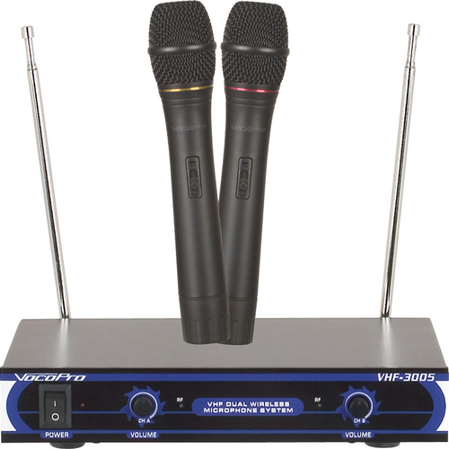 Picture of VOCOPRO VHF3005-4 Dual Channel VHF Wireless Microphone System