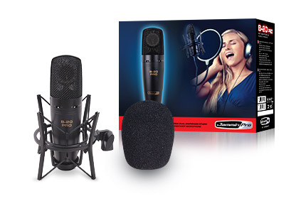 Picture of FINE ELITE INTERNATIONAL LTD B20PRO Large Dual-Diaphragm Studio Condenser Microphone with 3 Polar Patterns  -10dB Pad  Low Roll-Off and More