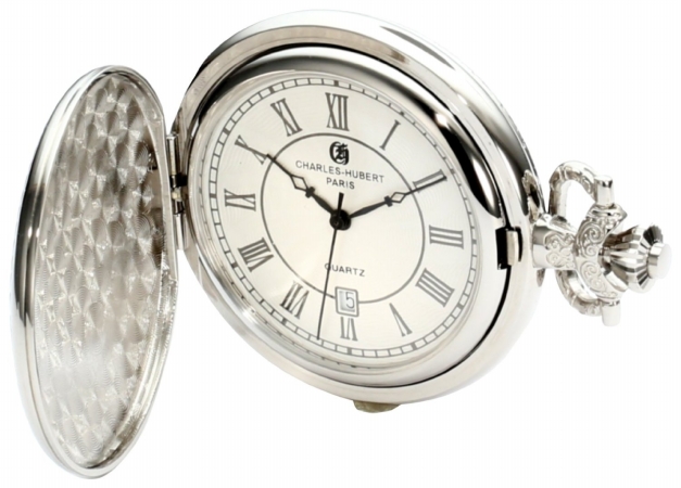 Picture of Charles-Hubert Paris 3922 Chrome Finish Off-White Dial with Date Pocket Watch