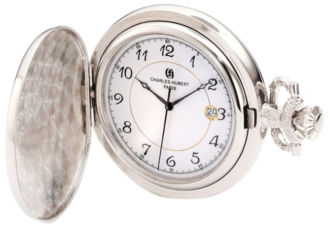 Picture of Charles-Hubert Paris 3927 Chrome Finish White Dial with Date Pocket Watch