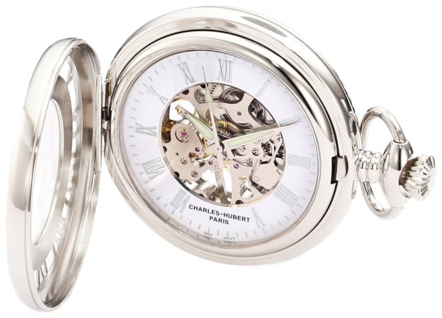 Picture of Charles-Hubert Paris 3928 Chrome Finish Mechanical Pocket Watch