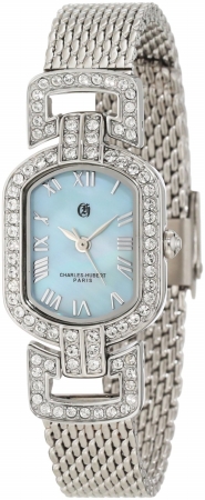 Picture of Charles-Hubert Paris 6792-E Chrome Finish Light Blue MOP Dial with Stainless Steel Mesh Band Watch