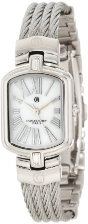 Picture of Charles-Hubert Paris 6808-W Stainless Steel Wire Bangle White MOP Dial Watch