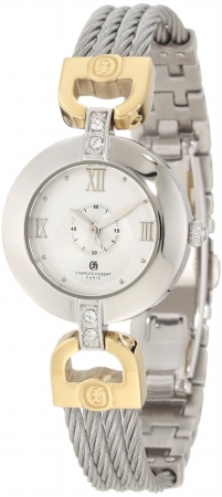 Picture of Charles-Hubert Paris 6809-T Two-Tone Stainless Steel Wire Bangle Silver Dial Watch