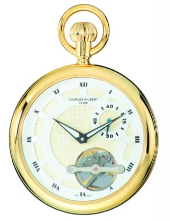 Picture of Charles-Hubert Paris 3901-G Gold-Plated Brass Open Face Mechanical Pocket Watch