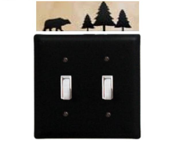 Picture of Village Wrought Iron ESS-83 Bear with Trees Switch Cover Double