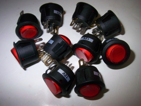 Picture of AUDIOP EC1215 Switch Round Rocker with Red LED