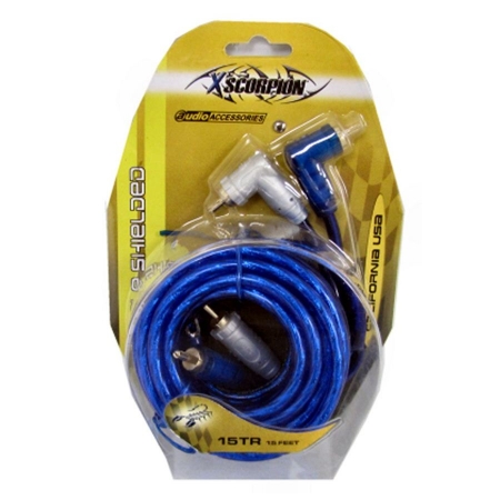 15TR 15 ft. Right Angle Tiple Shielded RCA Cables with Turn On Wire