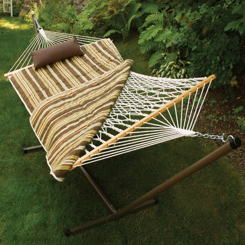 Picture of Algoma Net Company 8911E Cotton Rope Hammock  Stand  Pad and Pillow Combination