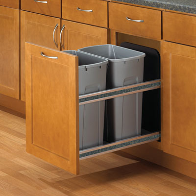 Feeny Feusc18 2 50Pt 50Qt Soft Close- Door Mount Double Bins - Platinum -  Feeney Inc