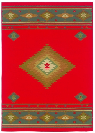 Oriental Weavers Hudson 087K1 10x13  Rectangle - Red/ Green-Polypropylene