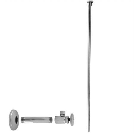 D103KFH-26 .5 in. IPS x .38 in. Round Handle Flat Head Riser Toilet Kit - Polished Chrome