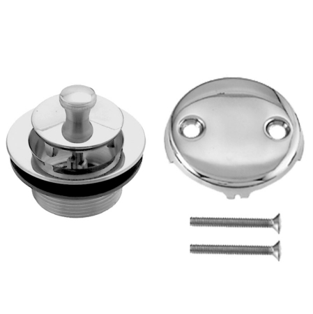 Coarse Thread Twist & Close Bathtub Drain Trim with Two-Hole Overflow, Satin Nickel
