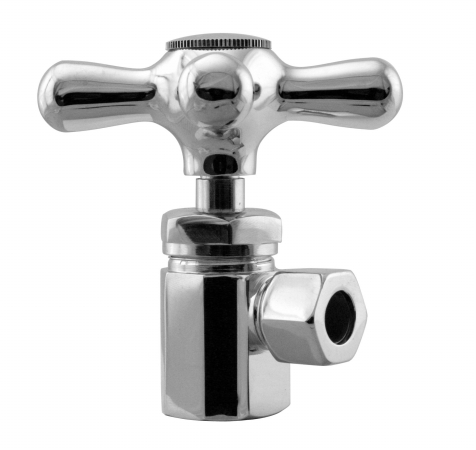Angle Stop with .5 in. IPS Inlet and Cross Handle - Polished Brass
