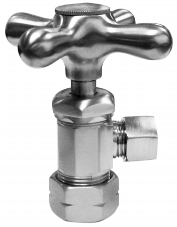 Angle Stop with .63 in. OD Inlet and Cross Handle - Polished Brass