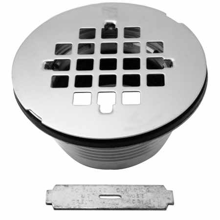 Brass Body Compression Shower Drain W/ Grid in Polished Chrome