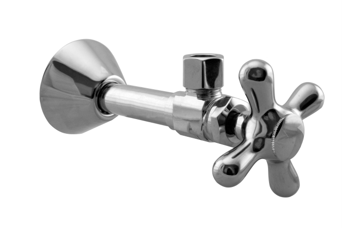 D1112X-26 Angle Stop with .5 in. Copper Sweat and Cross Handle - Polished Chrome