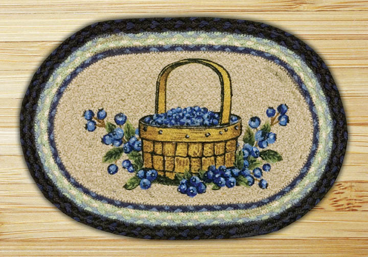 Capitol Importing Blueberry Basket - 10 in. x 15 in. Hand Printed Oval Swatch