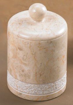 Champagne Marble Spa Hand Carved Cotton Ball Holder