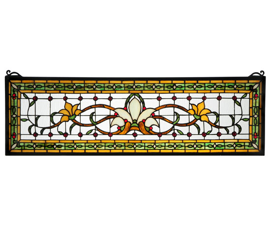119444 33 in. W x 10 in. H Fairytale Transom Stained Glass Window