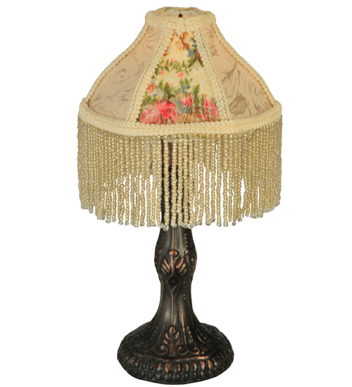 10 in. H Fabric and Fringe Roses Mini Lamp 10in.H x 5.25in.W