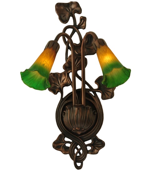 Picture of MEYDA 16573 Pond Lily 11 in. W 2 Light Wall Sconce - Amber-Green
