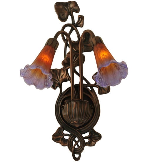 Picture of MEYDA 16637 Pond Lily 11 in. W 2 Light Wall Sconce - Amber-Purple