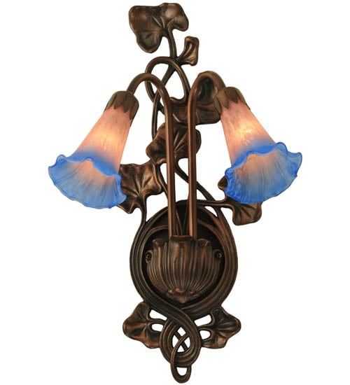 Picture of MEYDA 17502 Pond Lily 11 in. W 2 Light Wall Sconce - Pink-Blue