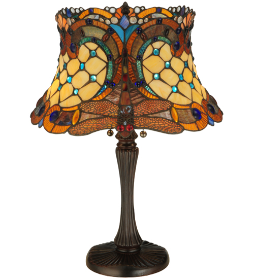 130762 22.5 in. H Tiffany Hanginghead Dragonfly Table Lamp