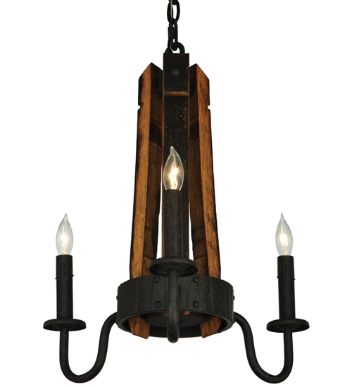 133299 17 in. W Barrel Stave 3 Light Chandelier
