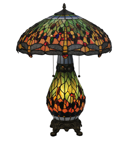 118845 25 in. H Tiffany Hanginghead Dragonfly Lighted Base Table Lamp