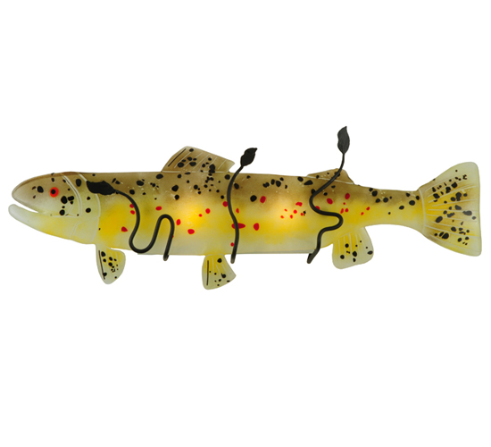 132285 30 in. W Brown Trout Fused Glass Wall Sconce